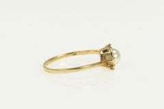 10K Yellow Gold Pearl Diamond Accent Classic Vintage Ring
