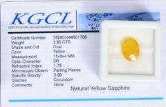 CERTIFIED 3.80 CARAT OVAL CUT NATURAL YELLOW SAPPHIRE