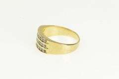 10K Yellow Gold Tiered Diamond Channel Wide Statement Band Ring