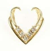 14K Yellow Gold Chevron Diamond Curved Open Design Slide Pendant