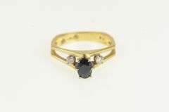 14K Yellow Gold 1950's Natural Sapphire Diamond Engagement Ring