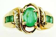 Superb Emeralds & Diamonds Wide Ring in 10K Gold, 8.5