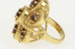 14K Yellow Gold Oval Garnet Filigree Statement Cocktail Ring