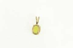 14K Yellow Gold Peridot Oval Solitaire Cubic Zirconia Vintage Pendant