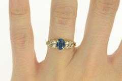 14K Yellow Gold Blue Topaz CZ Squared Cluster Accent Ring