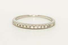 14KT SOLID WHITE GOLD & DIAMOND BAND RING