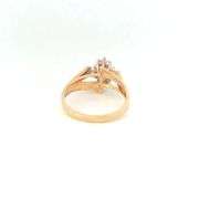 10K Yellow Gold Marquise Ruby Diamond Halo Statement Ring