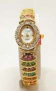 Ladies Geneva & Gemstone Watch, 18kt Yellow Gold Plated