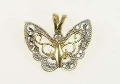 10K Yellow Gold Two Tone Butterfly Change Symbol Filigree Pendant