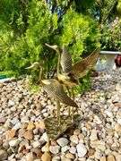 Vintage MCM Hollywood Regency Brass Cranes Sculpture 15 Inch
