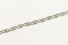 10K White Gold Diamond Criss Cross Link Vintage Tennis Bracelet