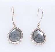 925 Sterling Silver Ippolita Rock Candy Diamond and Hematite Teardrop Earrings