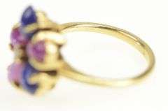 14K Yellow Gold 1960's Syn. Star Sapphire Diamond Cluster Ring
