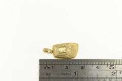 14K Yellow Gold Prasiolite Diamond Textured Abstract Geometric Pendant