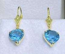 Natural Blue Topaz Earrings in 14kt Solid Yellow Gold