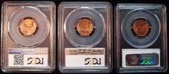 (3) Gem BU Lincoln Cents 1952P-1955S-1957P PCGS MS 65/66/66 Red!