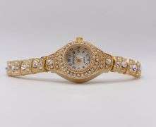 LADIES GENEVA & GEMSTONE WATCH-18KT GP