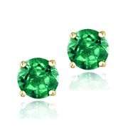 18K Gold over Sterling Silver 2.1ct Created Emerald Stud Earrings