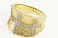 14K Yellow Gold 0.62 Ctw Diamond Grid Curved Statement Band Ring