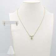 18 Kt Gold Plated Natural Topaz Genuine Diamond 2-Piece Set