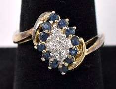 Vermeil Blue Sapphire and Diamond Ring In Sterling Silver