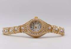 LADIES GENEVA & GEMSTONE WATCH-18KT GP