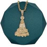 14K YELLOW GOLD SPARKLING RELIGION CHARM  NECKLACE