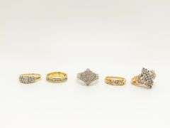 5 Stunning 14k Yellow & White Gold Rings!