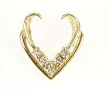 14K Yellow Gold Chevron Diamond Curved Open Design Slide Pendant