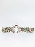 Ladies Geneva & Gemstone Watch, 18kt White Gold Plated