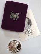 1993 Proof  Silver Eagle With Box And Paper.