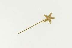 14K Yellow Gold 3D Sea Star Fish Ocean Motif Beach Stick Pin