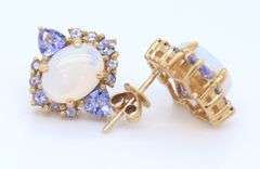 Opal and Diamond Ring with Opal and Tanzanite Earrings