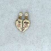 14K TWO - TONE SPLIT HEART CHARM NECKLACE "TE AMO"