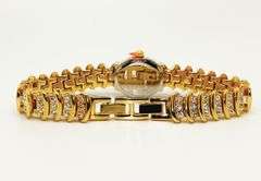 Ladies Geneva & Gemstone Watch, 18kt Yellow Gold Plated