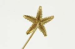 14K Yellow Gold 3D Sea Star Fish Ocean Motif Beach Stick Pin