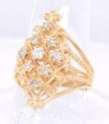 Dazzling Yellow Gold Marquoise Shaped Diamond Cluster Ring
