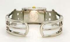 Beautiful Two-Tone Cuff Watch Bracelet with Gemstones