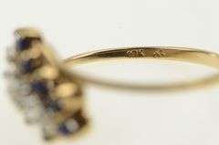 10K Yellow Gold Diamond Sapphire Halo Vintage Cluster Ring