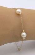 Elegant Yellow Gold Tin Cup 8mm Pearl Station Bracelet