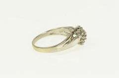 10K White Gold Classic Oval Diamond Cluster Statement Ring