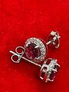 14K WHITE GOLD TOURMALINE AND DIAMOND STUD EARRINGS