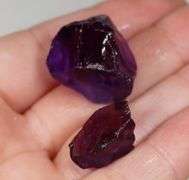 Gorgeous 64.7ct rich violet uncut Amethyst pair