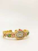 Ladies Geneva & Gemstone Watch, 18kt Yellow GP Cuff