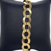 14K YELLOW GOLD FLAT MIAMI CUBAN LINK CHAIN BRACELET 12MM