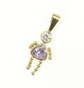 14K Yellow Gold February Birthstone Baby CZ Charm/Pendant