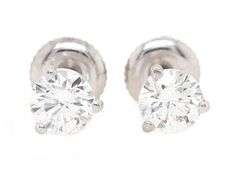 1.00ctw Round Diamond Solitaire Stud Earrings in 14K
