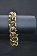 Huge 130 Gram 14 KT Gold Plated Cuban Link Bracelet