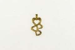 10K Yellow Gold Tri Tone Diamond Cut Heart Love Symbol Pendant