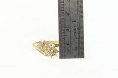14K Yellow Gold 0.30 Ctw Diamond Cluster Vintage Bypass Ring
